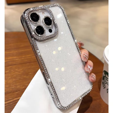 CUTECASEジュエリーライン iPhone16pro/16ケース キラキララメ iphone15pro/14/13promaxカバー レンズフィルム 綺麗CM5512