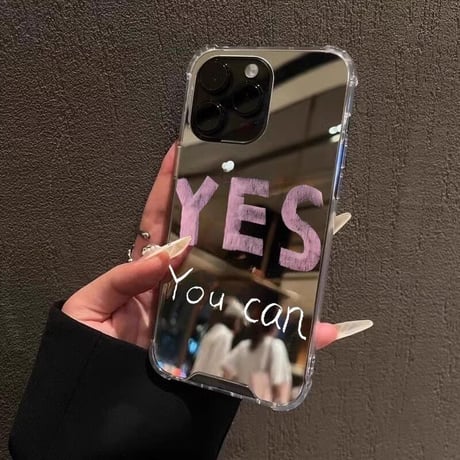 CUTECASE YES You can iPhone16pro/16plusケース ミラー/クリア iPhone15promax/14/13miniカバー シック シンプル風 CM5415