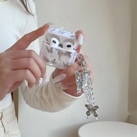 CUTECASE シェル風蝶柄 Airpods Pro3ケース 蝶キーホルダー Airpods 4/3カバーケース AirpodsPro2/1 おしゃれ高級感 CM6224