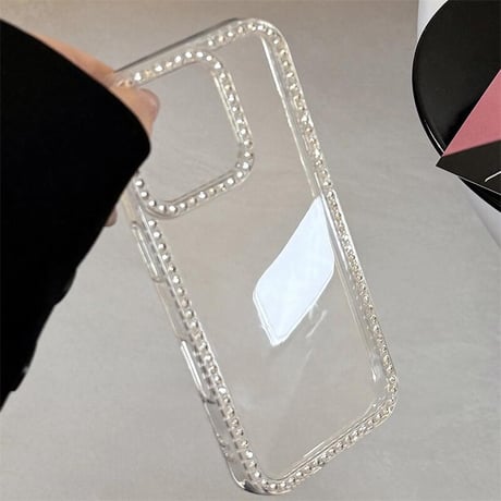 CUTECASEジュエリーライン iPhone16pro/17ケース 高透明 iPhone15pro/14plus/13カバー シンプル 高級感 飽きない CM5498
