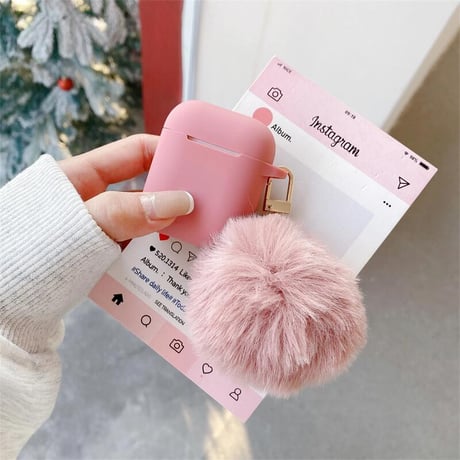 CUTECASE毛玉付 Airpods 4ケース ピンク 高品質シリコン Airpodspro2/proカバー Airpods3/2 充電口カバー付 可愛いCM4958
