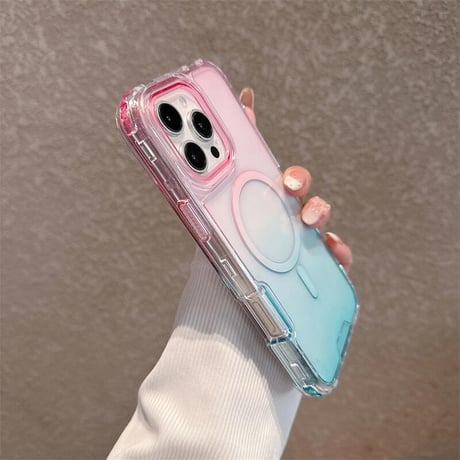 CUTECASE 耐衝撃16promaxケース グラデーションカラー iPhone15pro/14/13pro/12カバー 2層構造 涼しい感じ MagSafe対応CM5303