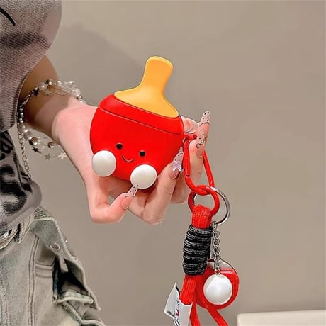 CUTECASE卓球ラケット Airpodspro2/proケース 可愛い エアーポッズAirpods3/2カバー 便利ストラップ プレゼントにおすすめCM4616