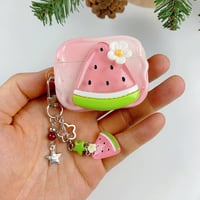 CUTECASE スイカ Airpods Pro3ケース キーホルダー付き Airpods 4/3カバーケース AirpodsPro2/1 かわいい 美味しいそう CM6487