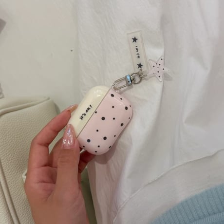 CUTECASE ピンク it's ok Airpods Pro3ケース 水玉模様 Airpods4/3カバー pro2/pro1 リング/星キーホルダー 韓国風CM6254