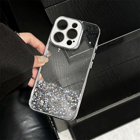CUTECASEカメラ保護 iPhone16/16Proケース キラキラグリッター iPhone15/14/13/12Proカバー 透明 丈夫 女子力高い CM5000