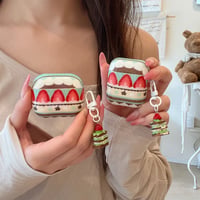 CUTECASE イチゴケーキ Airpods Pro3ケース ケーキキーホルダー付 Airpods 4/3カバー AirpodsPro2/1 美味しそう 可愛すぎ CM6272