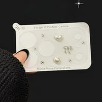 CUTECASE パール/ダイヤデコ カメラ保護カバー iPhone17ProMax iPhone17Pro リボン 韓国っぽ フィルム 可愛い 使いやすいCM6004