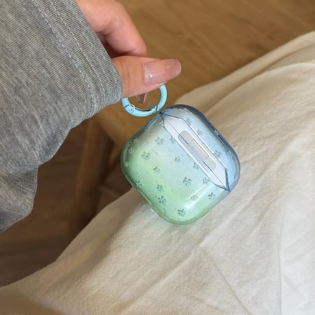 CUTECASE グラデーションカラー AirpodsPro3ケース 花柄 Airpods4/3カバー AirpodsPro第2/1世代 リング付 可愛いCM6365