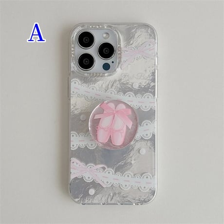 CUTECASE女子力高い iPhone16/15Proケース バレエシューズ/チュチュグリップ iPhone14Pro/13/12カバー おしゃれ 多機能 CM4635