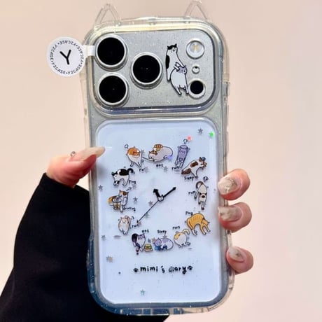 CUTECASE 猫の耳 iPhone17pro/17ケース 猫の日常 iPhone16pro/15ケース カメラカバー キラキラ 可愛いCM5999