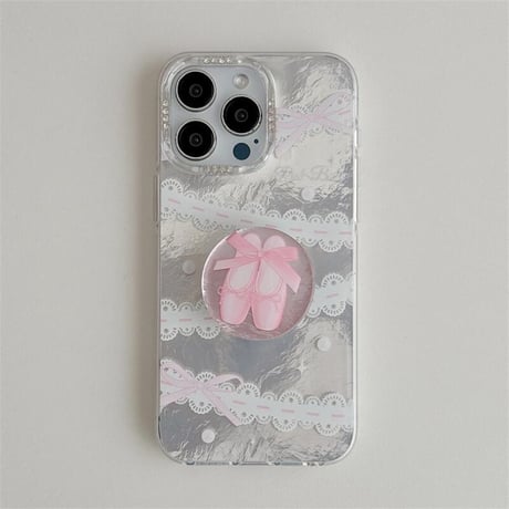 CUTECASE女子力高い iPhone16/15Proケース バレエシューズ/チュチュグリップ iPhone14Pro/13/12カバー おしゃれ 多機能 CM4635