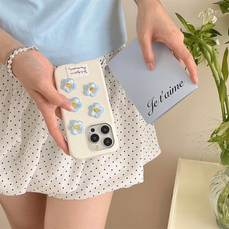 CUTECASE 刺繡花 レザー iPhone15Pro/15promaxケース 高級感 アイフォン14pro/13/12ケース シック CM4394