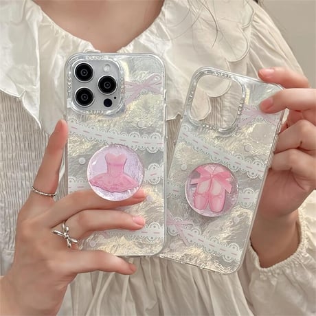 CUTECASE女子力高い iPhone16/15Proケース バレエシューズ/チュチュグリップ iPhone14Pro/13/12カバー おしゃれ 多機能 CM4635