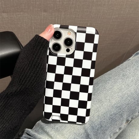 CUTECASE かわいいiphone15proケースつや消しクラシックチェッカーボード高品質ソフトシェルiPhone14pro Max美しいカバー オシャレカードが挿入可能携電話ケースC6015
