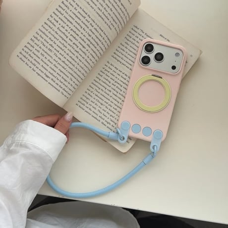 CUTECASE ストラップ付 iPhone17Promaxケース MagSafeリングスタンド アイフォン17Pro/16Promax/15proMax/15カバー シリコン製 多機能 CM6516