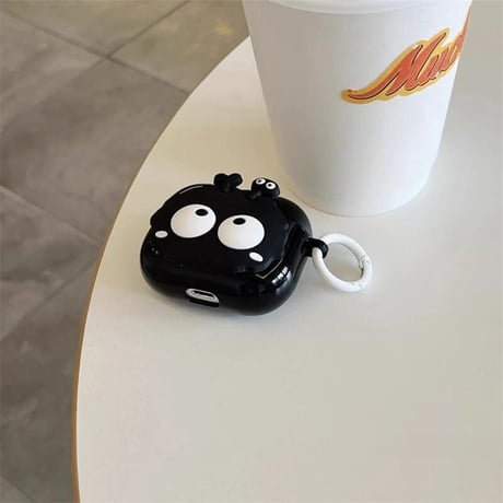 CUTECASEモンスター Airpods第四世代ケース ギフトにおすすめ Airpodspro2/proカバー Airpods3/2 リング付 ブラック 可愛いCM5047