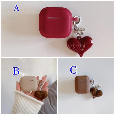 CUTECASEシリコン Airpods 4ケース ハートキーホルダー Airpods3/Pro2ケース airpodsproカバー 充電口カバー付 頑丈 CM4993