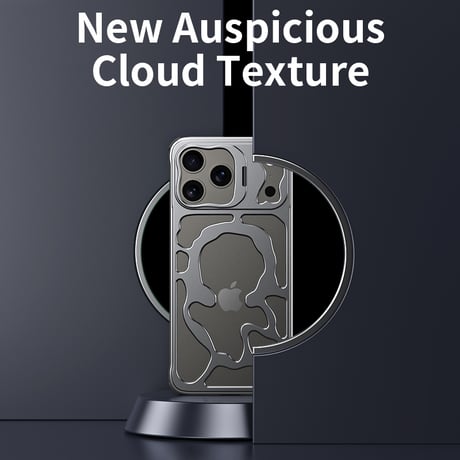 CUTECASE 磁気磁気充電，軽量でかさばらない iPhone17Proケース幸運の雲のデザイン空洞化急速な熱放散iPhone17Promaxコズミックオレンジケース