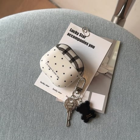 CUTECASE チェック柄水玉模様 Airpods Pro3ケース 指紋防止 Airpods4/3カバー pro2/pro1 リング/キーホルダー オシャレCM6341