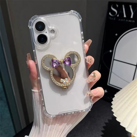 CUTECASEジュエリーミラースタンド スマホリング キラキラ リボン お洒落 人気 実用便利 可愛いガールズに大人気CM5326