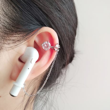CUTECASE オシャレ AirPods用イヤークリップ 落下紛失防止 ダイヤ/宝石/パール イヤホンストラップ ホルダー キラキラ 人気 2点セットCM6105