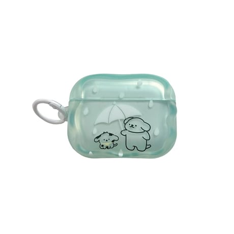 CUTECASE 傘をさす犬ちゃん AirpodsPro3ケース うねうね Airpods4/3カバー AirpodsPro第2/1世代 淡色系 ギフトにおすすめCM6509