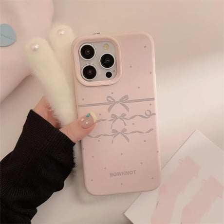 CUTECASEリボン柄 iPhone16/16plusケース シリコン ピンク iPhone15Pro/14/13Proケース　指紋防止 可愛い CM4627