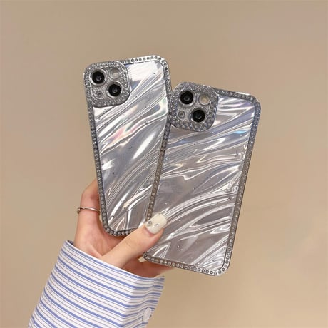 CUTECASE ストーン iPhone16/16pro/15plusケース 水紋 iPhone14/13pro/12ケース 女子力アップ キラキラCM4546