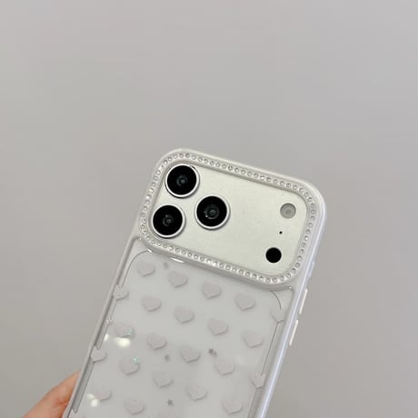 CUTECASE リベット付ハート持ち手iPhone17Promaxケースハート柄 ダイヤデコ iPhone16Promax/15proケース 便利 可愛いCM6522