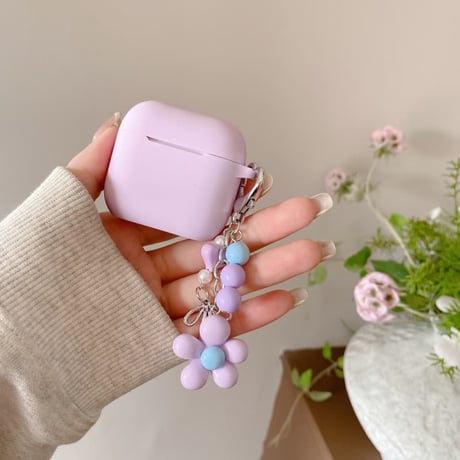 CUTECASE シリコン AirpodsPro3ケース 花キーホルダー付 Airpods4/3カバー pro2/Pro1ケース 充電口カバー付 可愛い 指紋防止CM6501