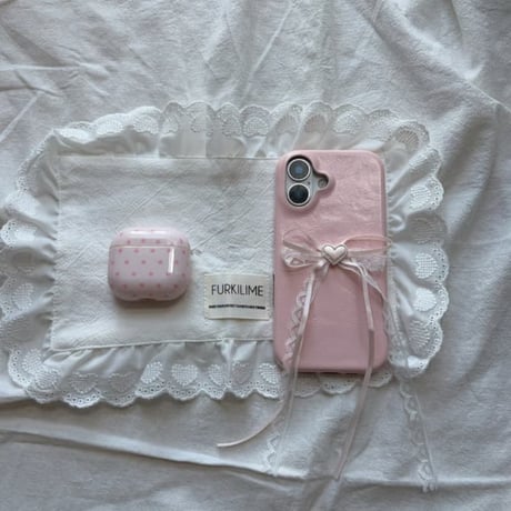 CUTECASE レースリボン iPhone17/17Proケース ピンクレザー製 iPhone16Pro/15/14ケース 丈夫 甘めコーデ CM6398