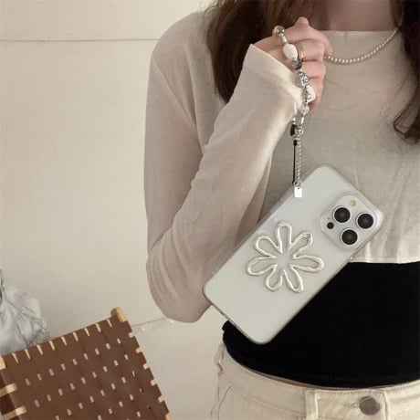 CUTECASE韓国風 立体花 iPhone15/15proケース 高級感ラストラップ付 iPhone14pro/13/12promaxケース 黄ばまないクリアケース コスパ高いCM4044