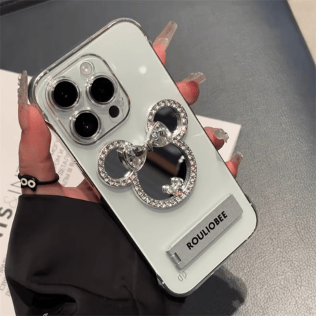 CUTECASEダイヤミラー iPhone16Pro/16Plusケース スタンド付 高透明iPhone15Pro/14Promax/13/12カバー 枠なし 丈夫黄ばまない CM4796