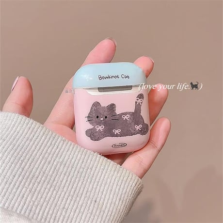 CUTECASE猫柄 Airpods4ケース リボン AirpodsPro2ケース エアーポッズ3/2 かわいい ギフトにおすすめCM5575