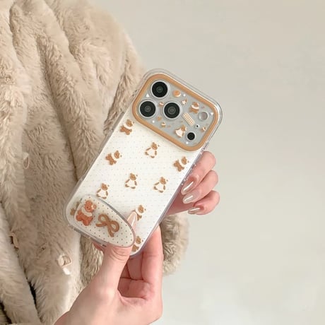 CUTECASE クマスタンド付 iPhone17Pro/17ケース カメラカバー付 iPhone17Promax/16Pro/15ケース かわいい プレゼントにおすすめCM6182