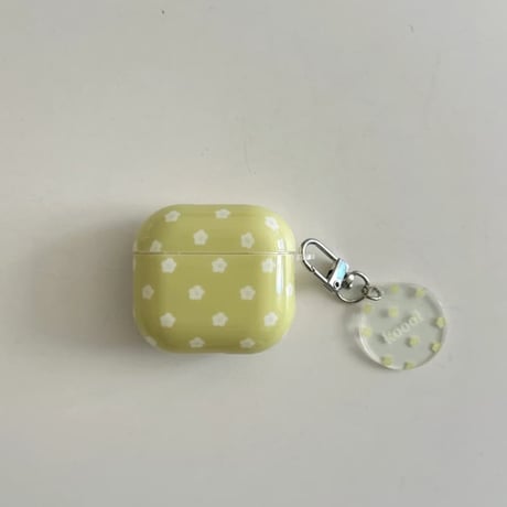 CUTECASE 抹茶色 AirpodsPro3ケース 白花 エアポッズ4/3 AirpodsPro2/Proカバー キーホルダー/リング ギフトにおすすめ CM5756