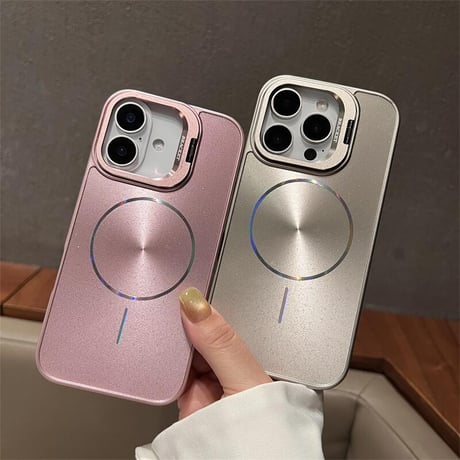 CUTECASEスタンド付 Magsafe充電 iPhone16/16proケース キラキラ光る iPhone15promax/14/13カバー 高級感多機能便利CM5480