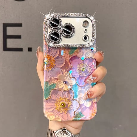 CUTECASE 花柄 iPhone17Pro/17ケース ジュエリーライン カメラカバー iPhone17ProMax/16Pro/15カバー オシャレ きれい CM5920