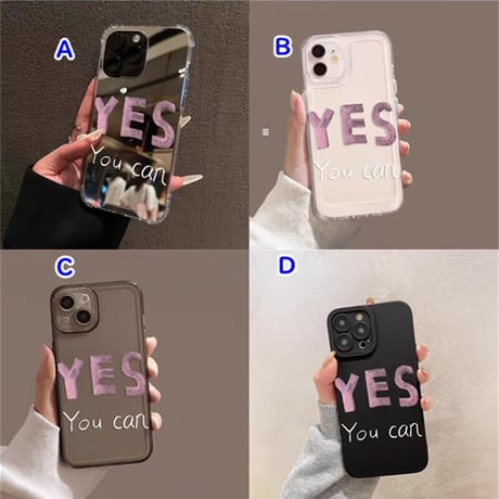 CUTECASE YES You can iPhone16pro/16plusケース ミラー/クリア iPhone15promax/14/13miniカバー シック シンプル風 CM5415