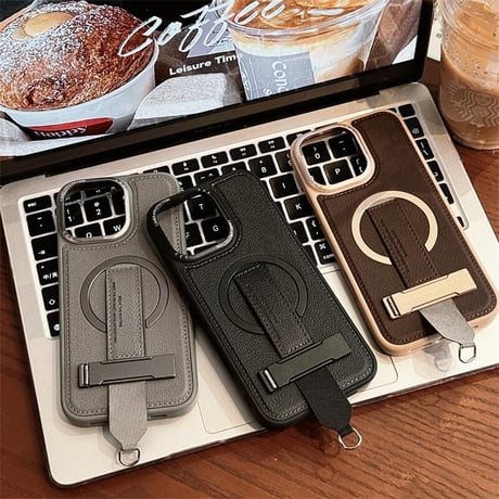 CUTECASEショルダーストラップ iPhone16pro/16promaxケース ベルト付 スタンド機能 iPhone15/14/13カバー 多機能 Magsafe対応 レザーCM5432