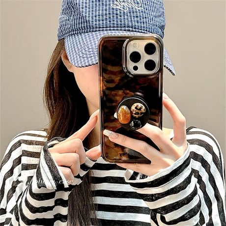 CUTECASE 琥珀色 iPhone17Pro/16Proケース グリップ付 iPhone15promax/14/13カバー 高級感 暈し染めカラー CM5614