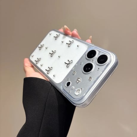CUTECASE メタルリボン iPhone17Promaxケース 高透明 iPhone16ProMax/15Pro/14カバー カメラ保護 軽量 CM6537