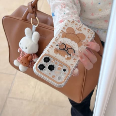 CUTECASE メガネクマちゃん iPhone17Pro/17ケース カメラカバー付 iPhone17Promax/16Pro/15ケース かわいい ギフトにおすすめCM6183