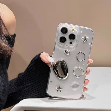 CUTECASEシック デコiPhone15/15proケース クリア アイフォン14/13pro/12ケース かわいい オシャレCM4474
