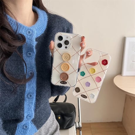 CUTECASEボタンデコ iPhone16/16proケース シック 菱形 iPhone15Pro/14/13proカバー 可愛い トレンド感 CM4987