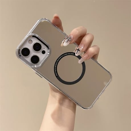 CUTECASE MagSafe対応ミラーiPhone17Promaxケースメッキ シルバー iPhone17Pro/16Promax/15Pro/14Pro/13ケース 頑丈 人気品CM6513