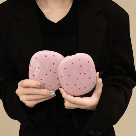 CUTECASE ハート柄 AirPodsMaxケース 韓国風 ピンク エアーポッズ マックス専用カバー 女子力高い 質感いい 光沢感 CM4945
