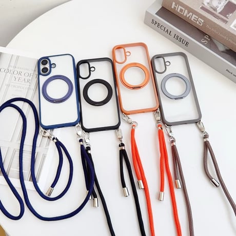 CUTECASEショルダーストラップ付 iPhone17ProMax/17ケース MagSafe対応 360度回転スタンドiPhone17Proカバー 耐衝撃 高品質 CM5709