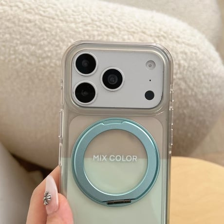 CUTECASE MagSafeリングスタンド iPhone17Promaxケース カラーブロッキング iPhone16Pro/15proProMaxケース 光沢感 多機能便利CM6527